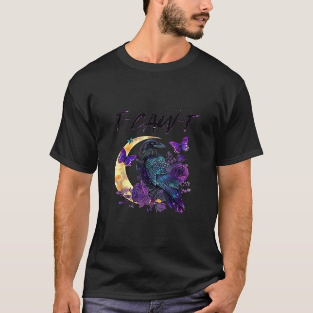 Kråka F Krax F Rolig Fågel Måne Gotisk Design T Shirt (Framsida)