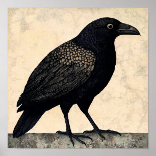 Kråka Fågelmålning för Abstrakt Poster