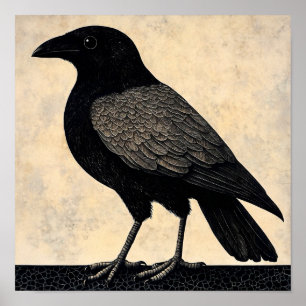 Kråka Fågelmålning för Abstrakt Poster