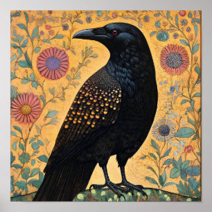 Kråka Fågelmålning för Abstrakt Poster