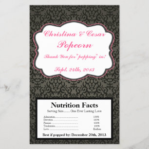 Kråka för popcorn Wrapper Damask/Rand Rosa Flygblad