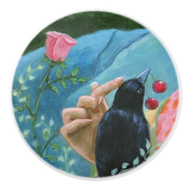 "Kråka Gifts" keramisk knopp (Framsidan)