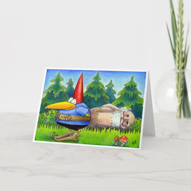 Kråka Gnome-julkort Helgkort (Framsida)