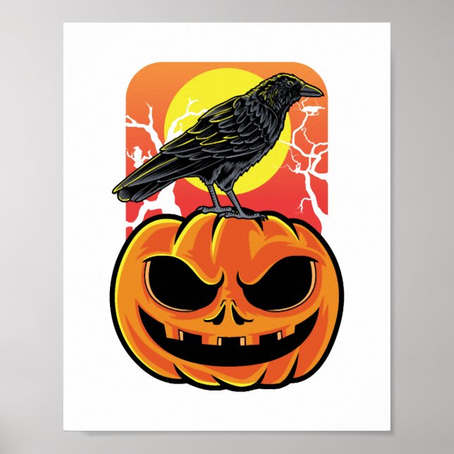 Kråka Halloween Bird Watcher Gift Poster (Framsidan)