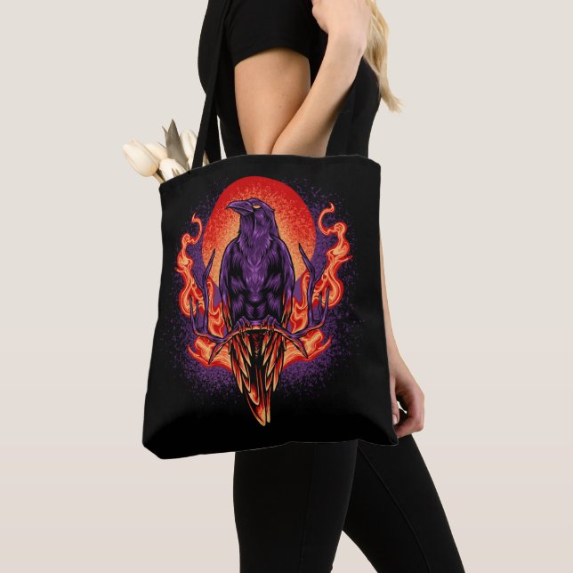 Kråka Halloween Tote Bag Tygkasse (Närbild)