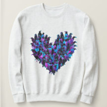 Kråka Heart Bird Design Sweatshirt Kvinnor