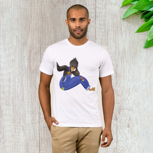 Kråka i blå overall t shirt (Skapare uppladdad)