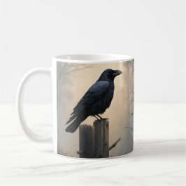 kråka i dimman i en polack kaffemugg