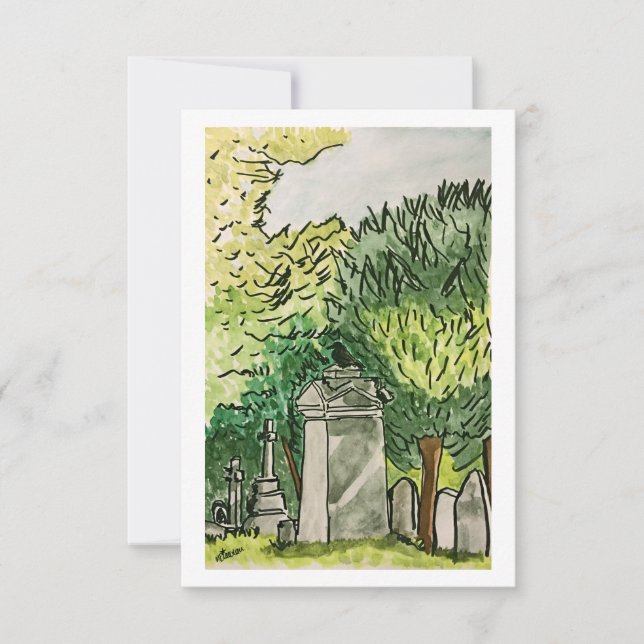 Kråka i Graveyard, Art Print Card Tack Kort (Framsida)
