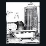 Kråka i Vintage Bath Tub Poster<br><div class="desc">Surreal stil kråka i ett badkar i vintagen.</div>