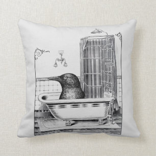 Kråka i Vintage Bathtub Kudde
