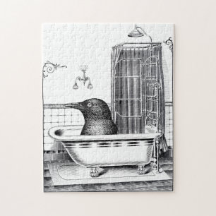 Kråka i Vintage Bathtub Pussel