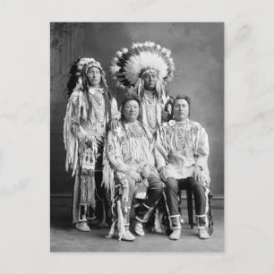 Kråka Indian Group Porträtt, tidigt 1900-talet Vykort