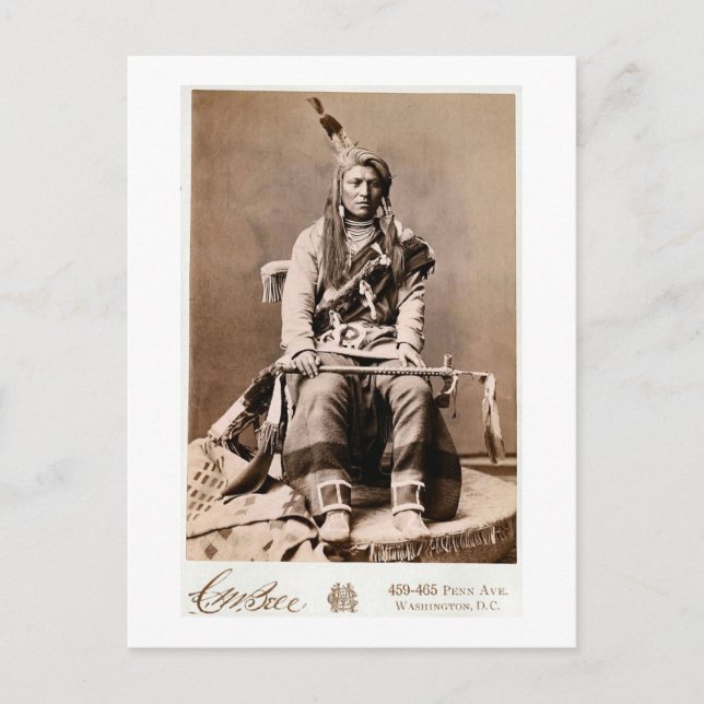 Kråka indisk 1880-Vintage Native American Vykort (Framsida)