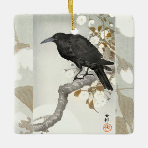 Kråka Korp Koson Japansk Fågel Kråka Julgransprydnad Keramik