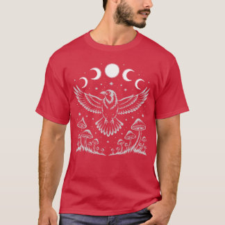 Kråka Korp Svartfågel Häxcore Mystisk Måne T Shirt