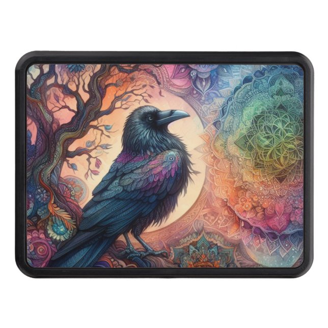 Kråka Livets träd Mandala Pagan Dragkroksskydd (Framsidan)