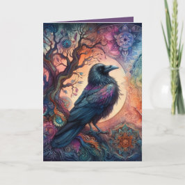 Kråka Livets träd Mandala Pagan Kort