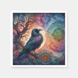 Kråka Livets träd Mandala Pagan Pappersservett