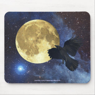Kråka, Måne och Rymden Mousepad Musmatta