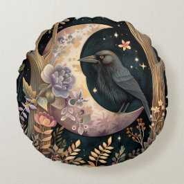 Kråka Måne Rund Kudde