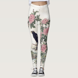 kråka med blombaljväxter leggings