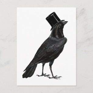 Kråka med Top hat vykort