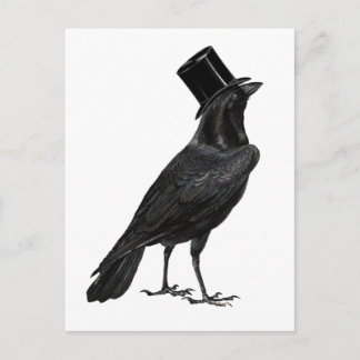Kråka med Top hat vykort
