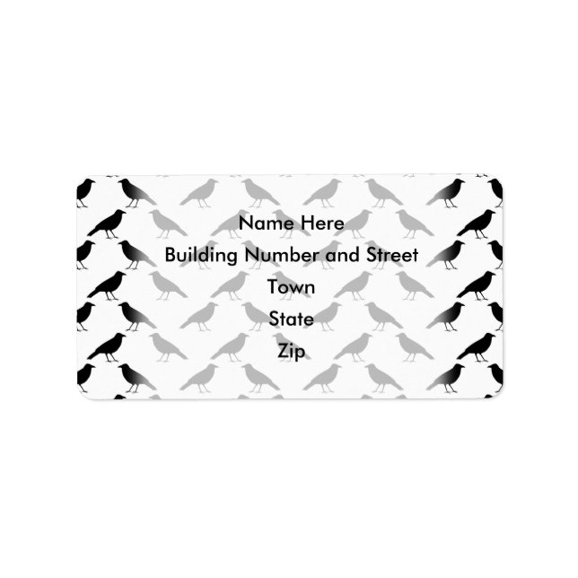 Kråka Mönster. Adressetikett (Framsidan)