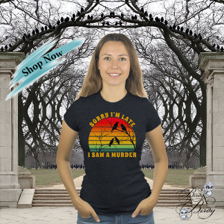 Kråka Murder Silhouette Retro Sunset Förlåt att ja T Shirt