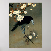 Kråka och Blommar av Ohara Koson (1910)