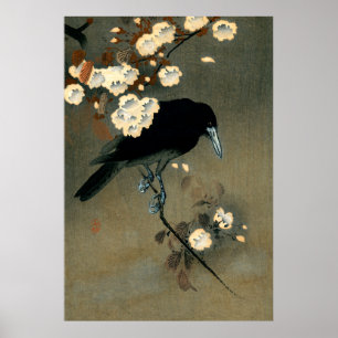 Kråka och Blommar från Ohara Koson Vintage Poster