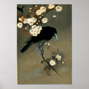 Kråka och Blommar från Ohara Koson Vintage Poster