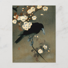 Kråka och Blommar från Ohara Koson Vintage Vykort