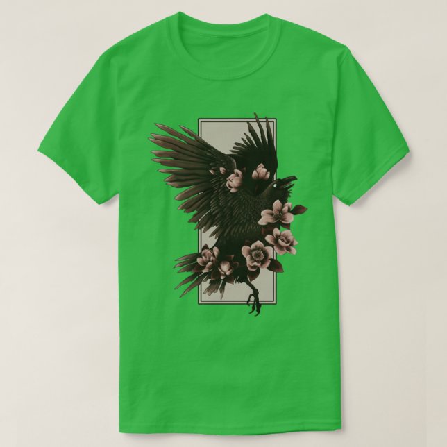 Kråka och blommor t shirt (Design framsida)