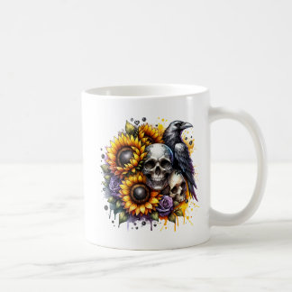 Kråka och Döskallar av solblommor Kaffemugg