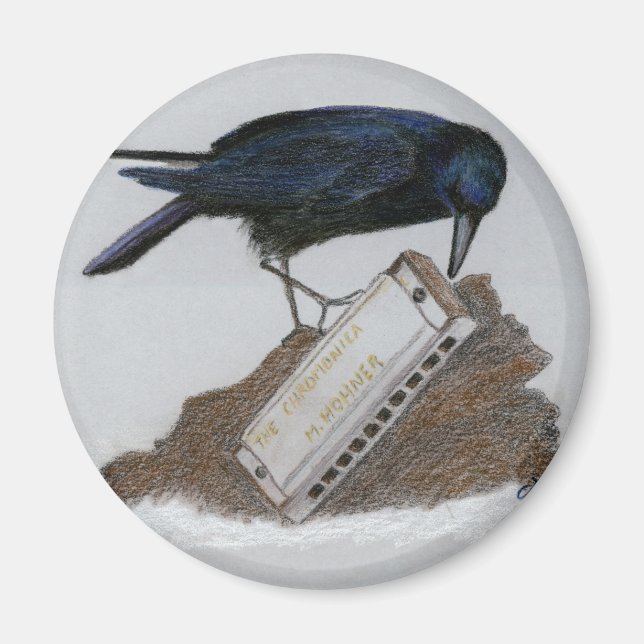 Kråka och Harmonica Magnet (Framsidan)