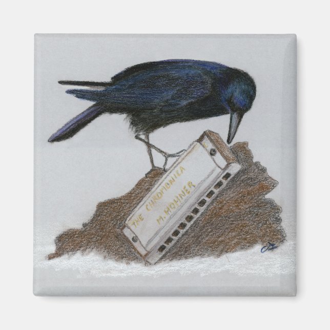 Kråka och Harmonica Magnet (Framsidan)