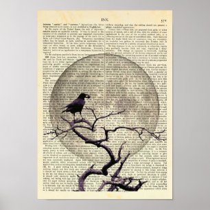 Kråka och Måne, Kråka Art, Raven, Gotham, Night Poster