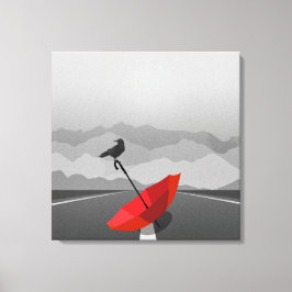 Kråka och paraply canvastryck