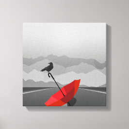 Kråka och paraply canvastryck