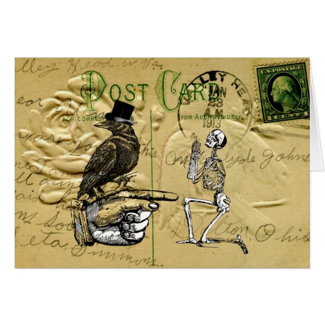 Kråka och skelett OBS kort (Framsidan Horizontal)