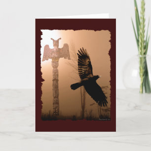 KRÅKA och TOTEM POLE Native American-themed Card Tack Kort