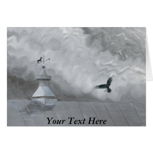 Kråka och vädervane hälsningskort (Framsidan Horizontal)