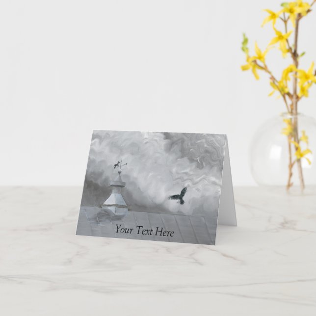 Kråka och vädervane kort (Gul blomma)