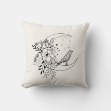 Kråka om Flower Måne med Crystals Dekorativ kudde