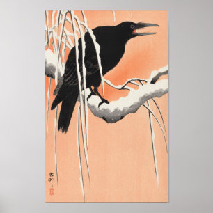Kråka om Snowy Gren från Ohara Koson (1900-1930) Poster
