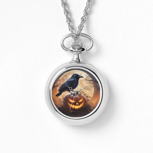 Kråka på Jack-o-Lantern Armbandsur (Framsida)