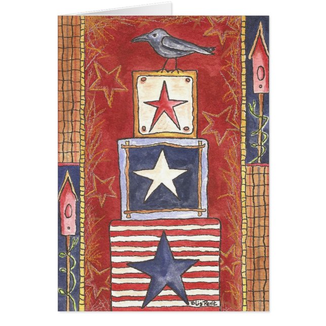 Kråka på stjärnor hälsningskort (Framsidan)
