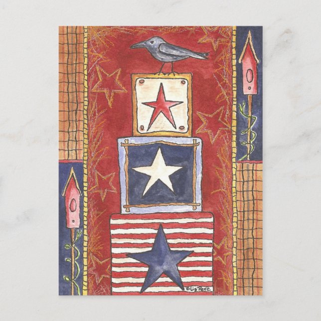 Kråka på stjärnor vykort (Framsida)